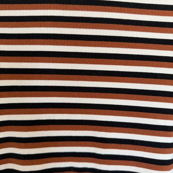 Forever 21 Black and Brown Stripped Ribbed Fitted Tee Medium - Picture 5 of 6